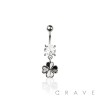 316L SURGICAL STEEL MULTI CZ CLOVER HEART BELLY BUTTON NAVEL RING 